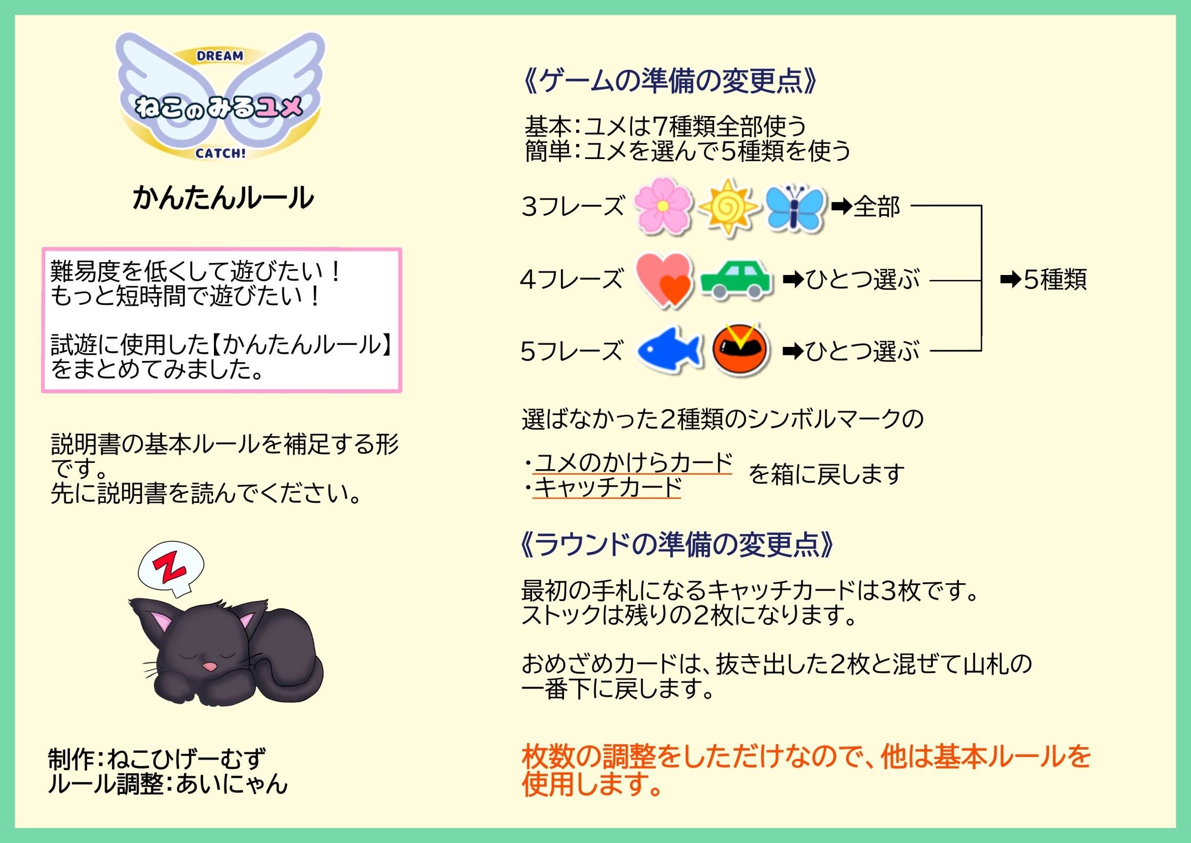 ねこのみるユメ【かんたんルール】の追加