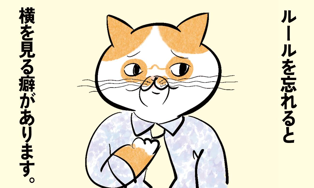 猫はルールを忘れると横を見る癖があります。