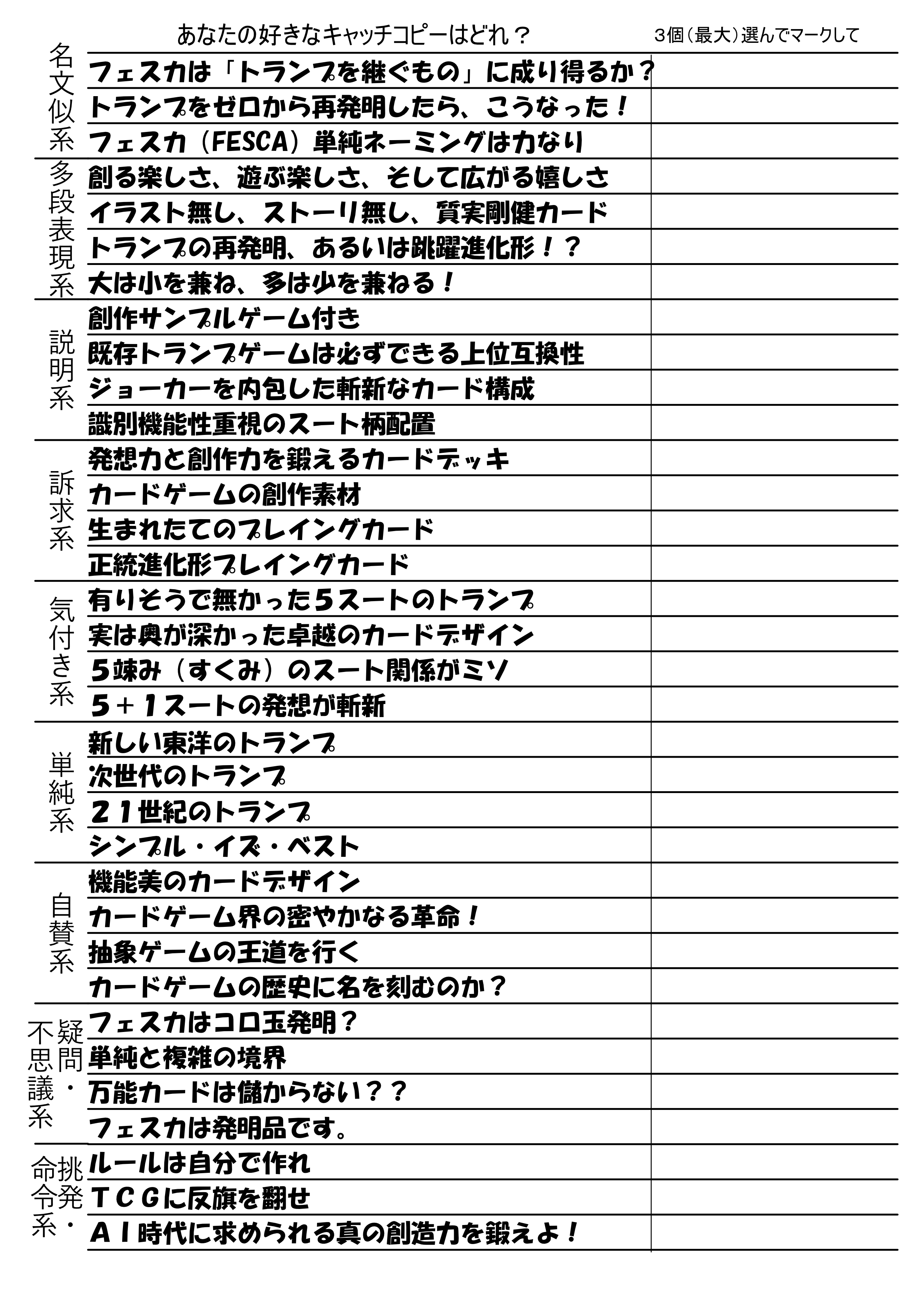 FESCA(フェスカ)のための34のキャッチコピー