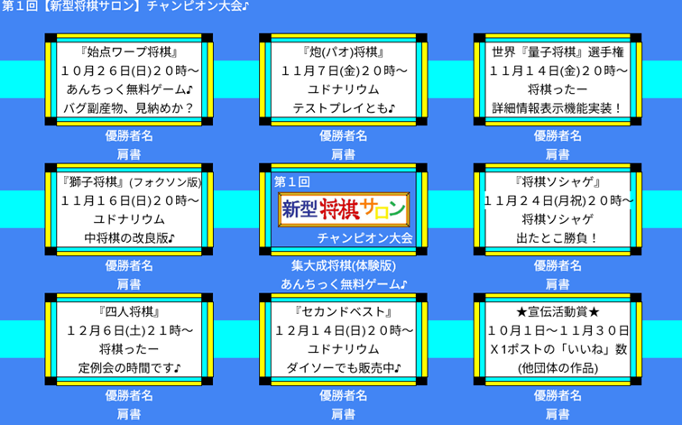 第１回【新型将棋サロン】チャンピオン大会！開幕！