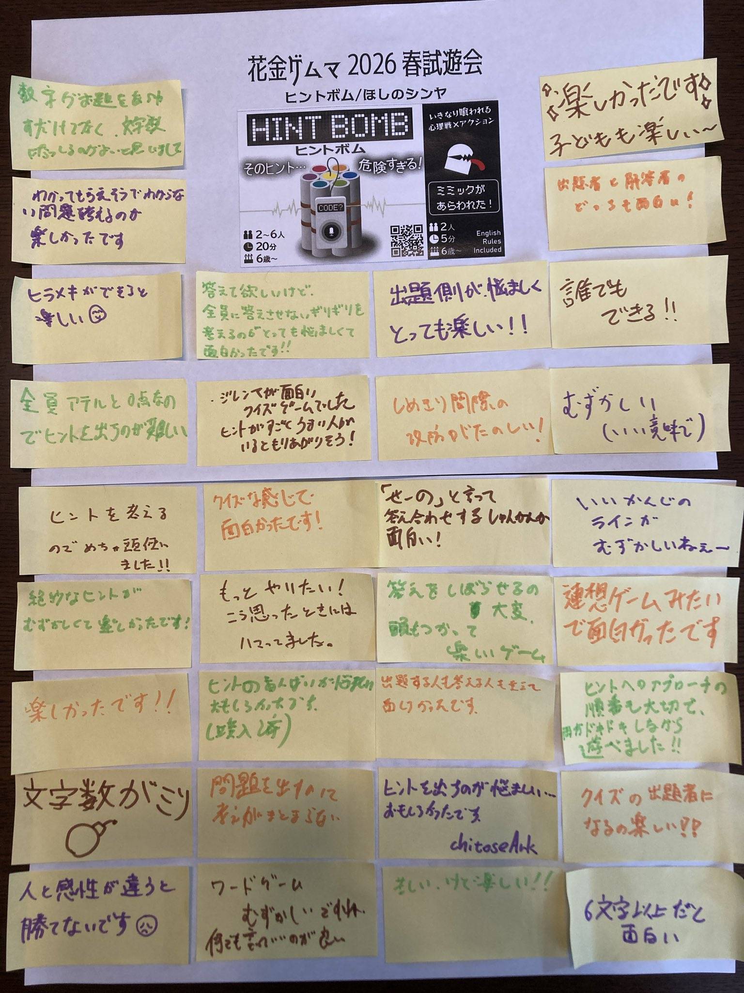 花金ゲムマ2026春試遊会、終わりました！