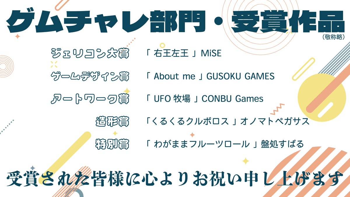 ジェリコン受賞結果