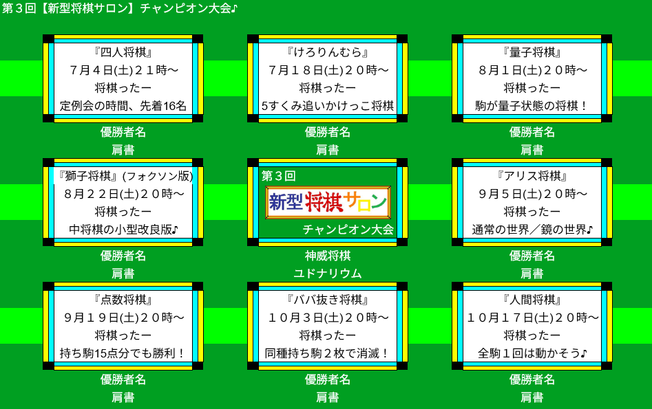 第３回【新型将棋サロン】チャンピオン大会開催！＼(＾ワ＾)／
