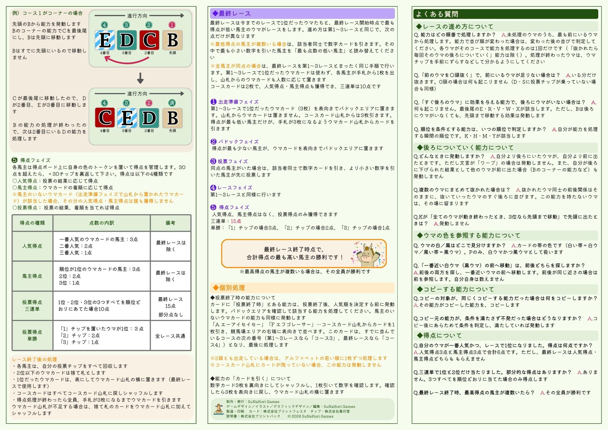 ウマピタ!! 説明書 裏面