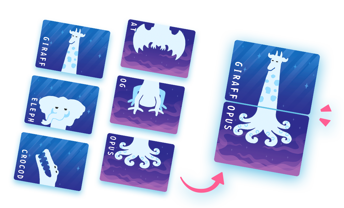 Two cards combine to form a new creature