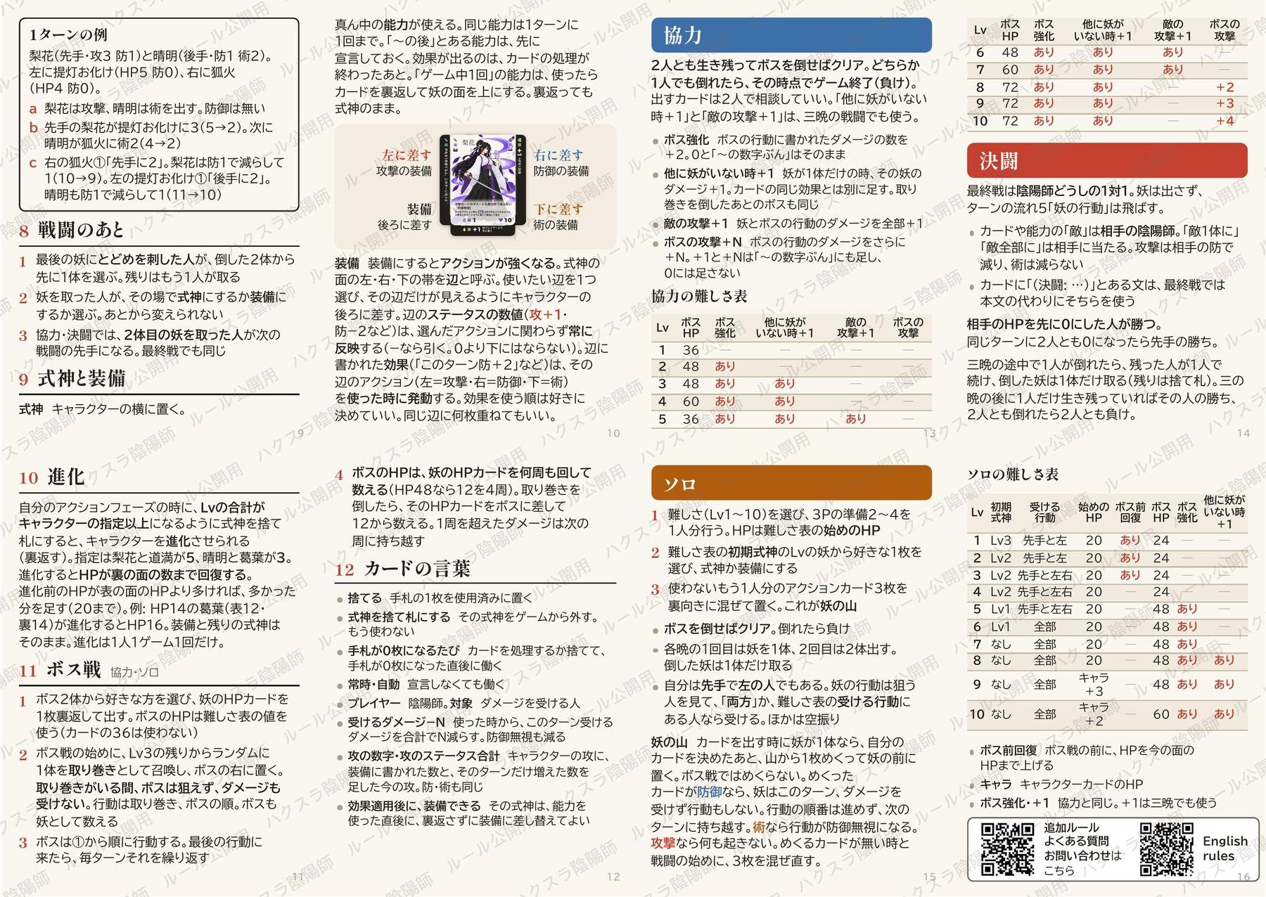 ルールブック 裏(9〜16ページ)